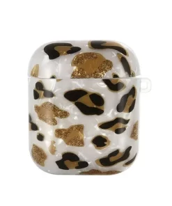 Leopard AirPods Case on White Background